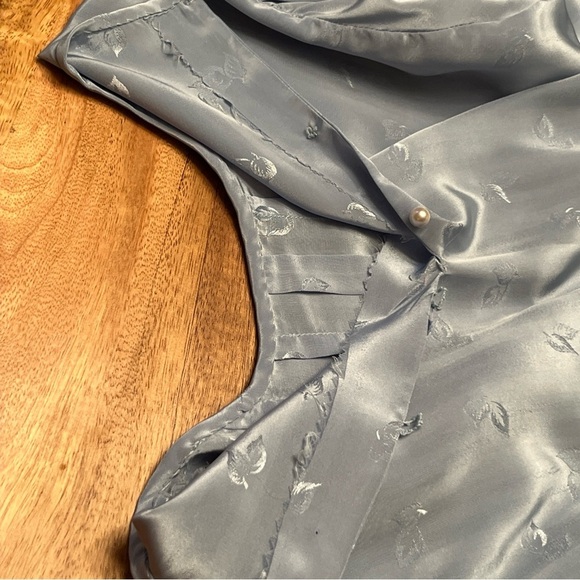 VTG 80s Handmade SECRETARY BLOUSE Silk poly Balloon Sleeves PEARL BUTTONS Med - Picture 9 of 14